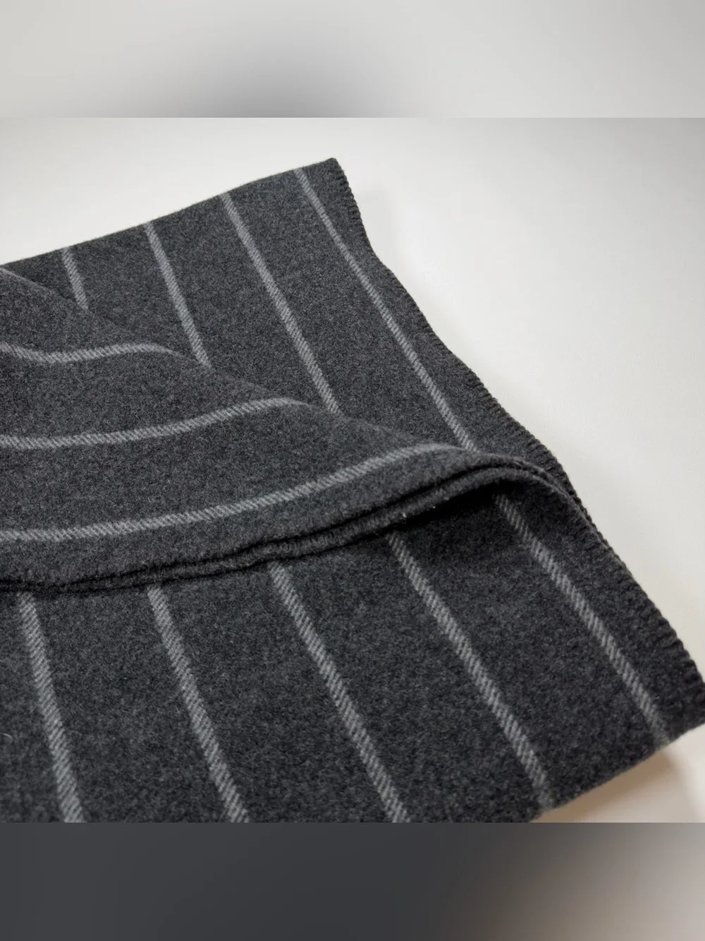 Pendleton Room & Board 1 Wool Blanket & 2 Shams Set Irving Stripe 79x82 Grey USA